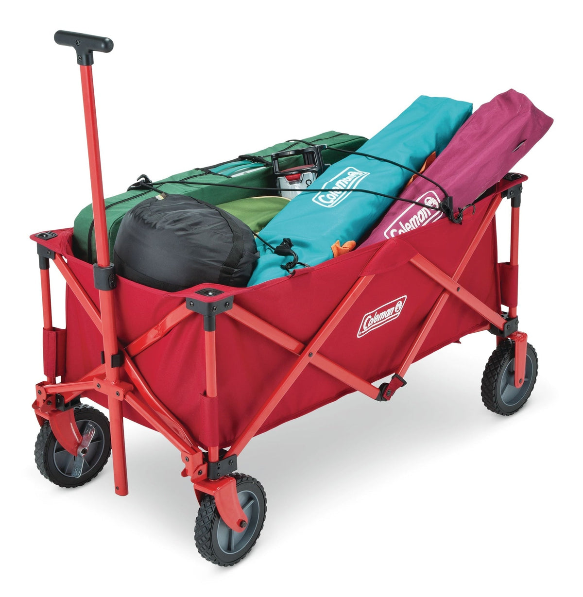 Outdoor Collapsible Folding Utility Wagon with Brake & Carry Bag, Red, 220-lb (100-kg) Capacity V3B5 - product image 1