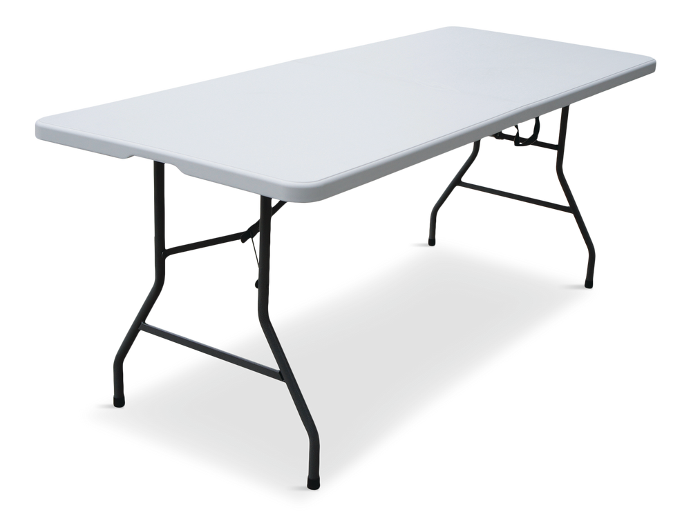 6-ft Portable Indoor/Outdoor Plastic & Metal Folding Table with Handle, White J3T4 - product image 1