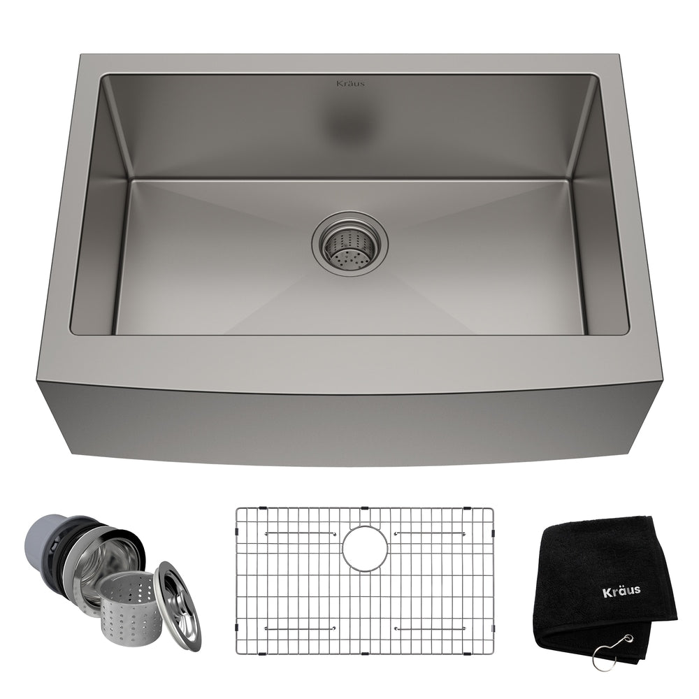 Standard PRO Apron Front Farmhouse Stainless Steel Single Bowl Kitchen Sink, 30x21x10-in D3U5 - product image 1
