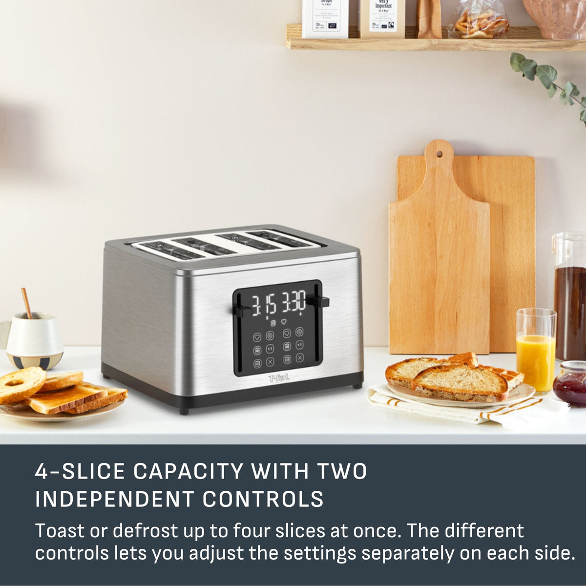 4-Slice Stainless Steel Digital Toaster, Extra wide slots, 7 Browning levels T4X7 - product image 5