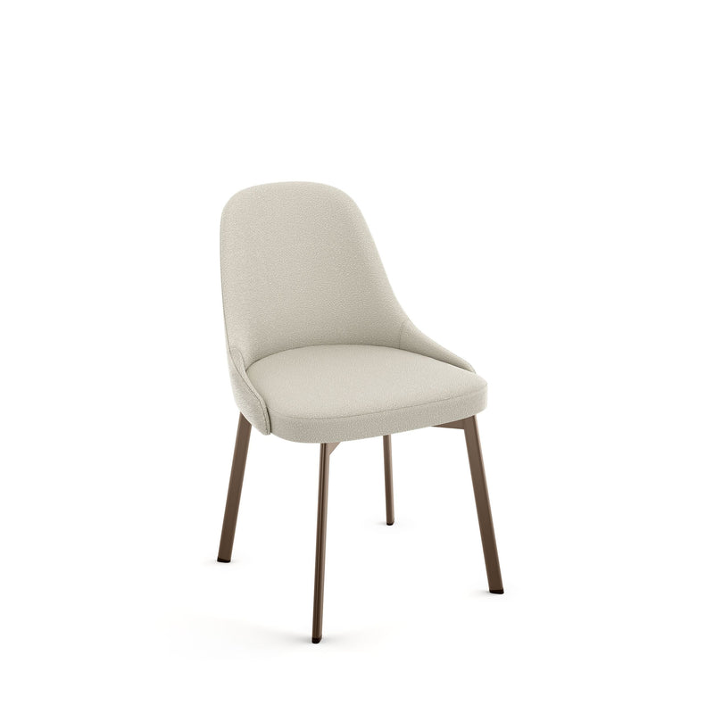 Harper Upholstered Dining Chair, Boucle Polyester Fabric & Bronze Metal Frame O2F1