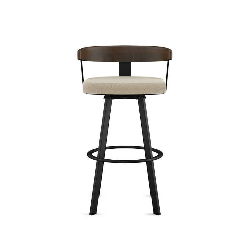 Lars Wood Swivel Bar Stool with Backrest, Black Frame, 30-in N0I2