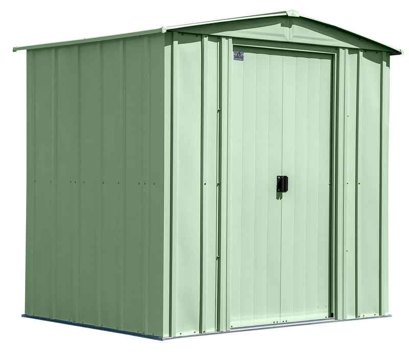Classic Galvanized Steel Storage Shed, Sage Green, 6-ft x 5-ft T0I1
