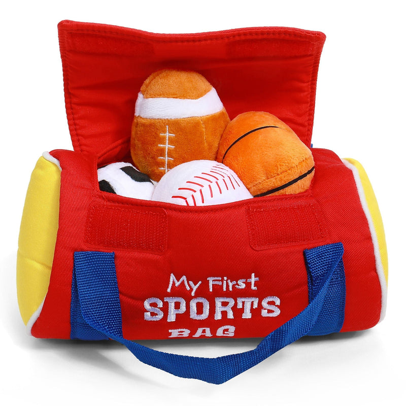 Baby GUND My First Sports Bag Stuffed Plush Playset, Baby Gift Toys, 8-in V2T1