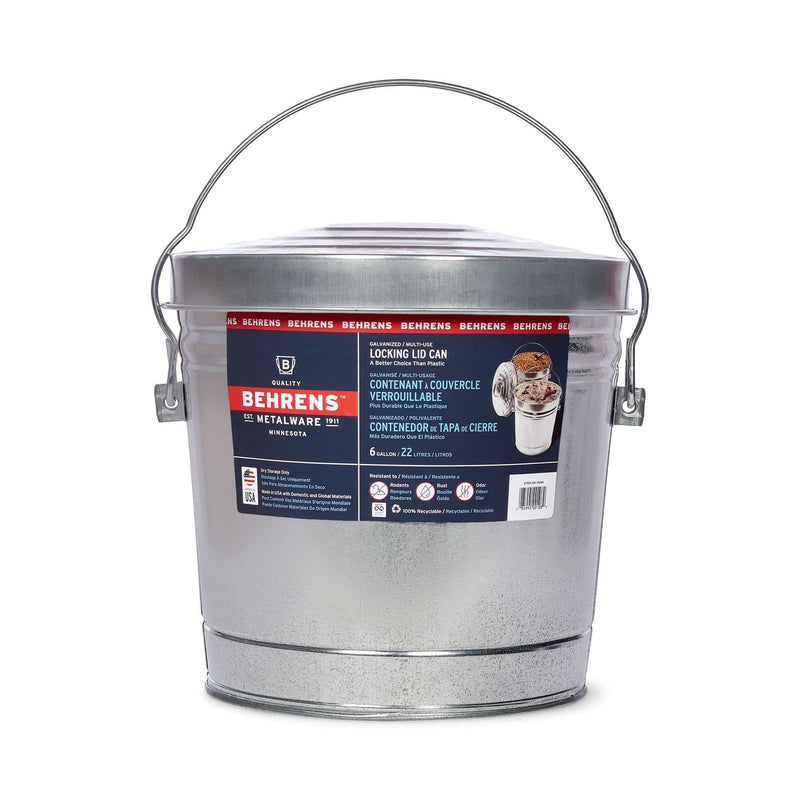 Galvanized Steel Multi-Use/Garbage Can with Locking Lid, 22-L (6 US gal) B6V8