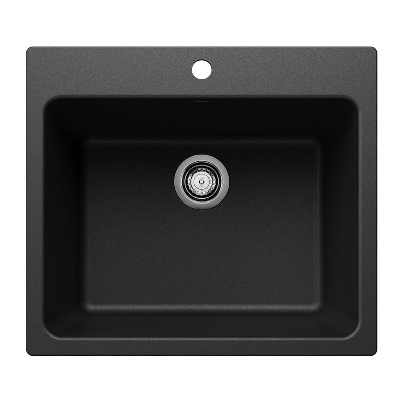 Liven SILGRANIT 25-in Single Bowl Dual Mount Laundry Sink, Anthracite Y1I0