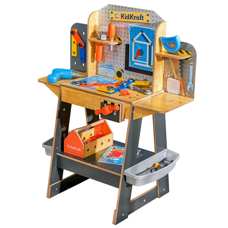 Build Wooden Play Workbench with 40+ Accessories, Ages 3+ C5S3