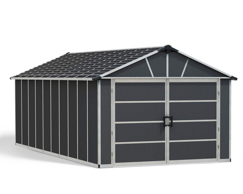 by Palram Yukon 2-Door Car Garage/Utility Storage Shed Kit, Dark Grey, 11x21-ft B6X1