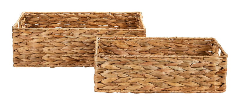 Ari Rectangle Woven Water Hyacinth Storage Basket, 2-pc T3T8
