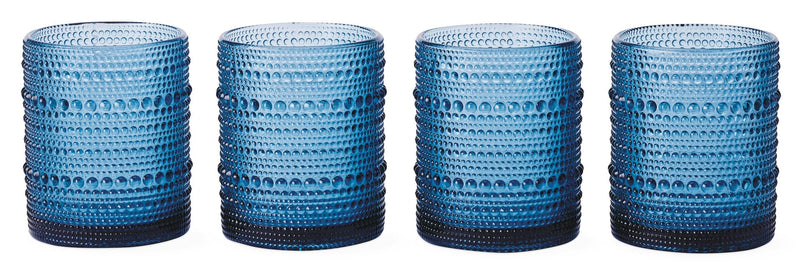 Blue Hobnail Glasses, Durable Glass Build, 4-pk G1Y1