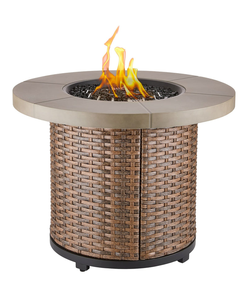 Bryce Stainless Steel Round Outdoor Gas Fire Table, 50,000 BTUs, 32-in A9C4