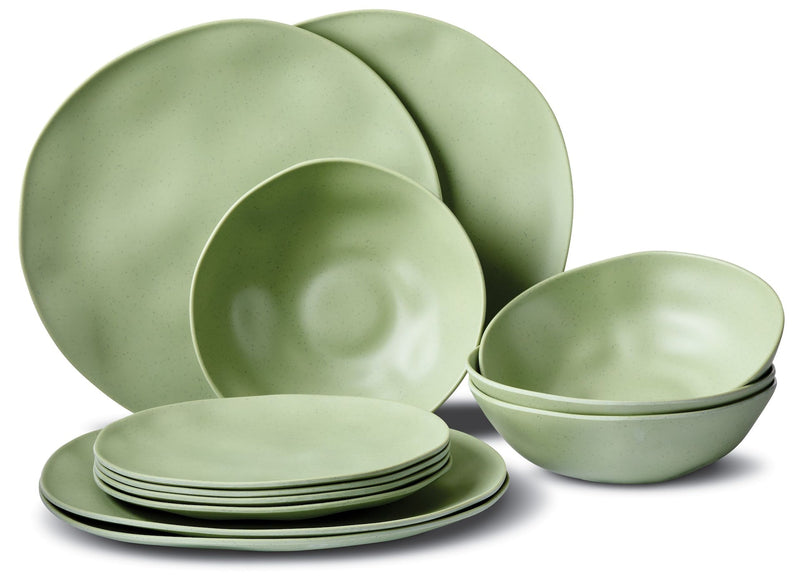 Everyday Dinnerware Set, BPA-Free, Sage Green, 12-pk V4H0