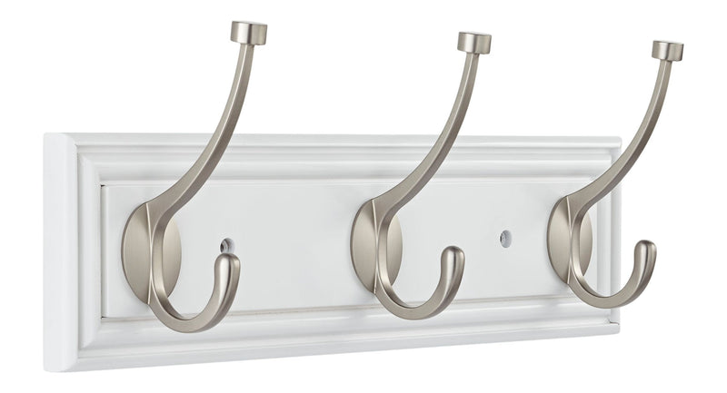Galena Stainless Steel 3-Hook Rail, White, 16-in J4S5