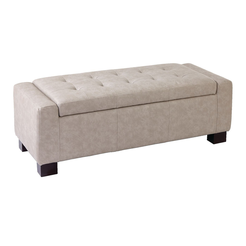 Louisa Upholstered Hinge-Top Storage Ottoman/Bench With Padded Seat, Light Grey P4W8