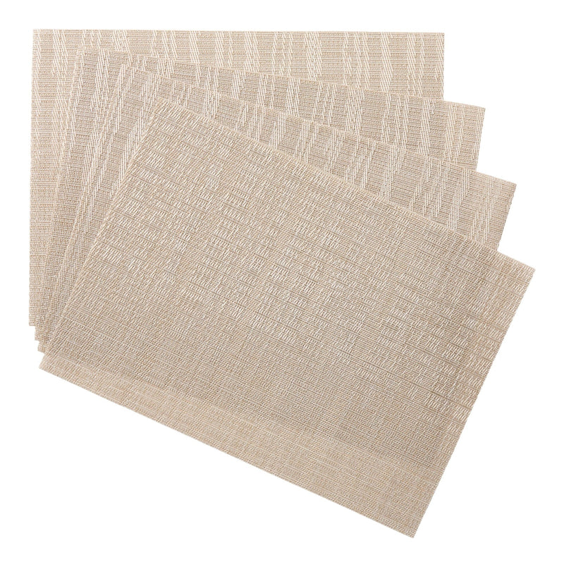Lurex Rectangle Textilene Woven Placemat, Prosecco, 13-in x 18-in, 4-pk X0P5