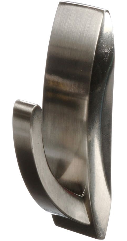 Large Elegant Decorative Metallic Hook with Adhesive Strips, Brushed Nickel, 5-lbs, 2 Strips Per Pack R8Y0