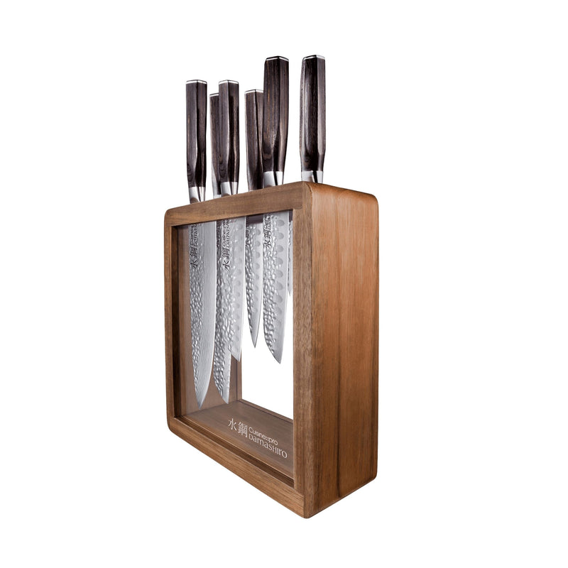 PRO DAMASHIRO MOKUZAI 7PC KNIFE BLOCK M9K9