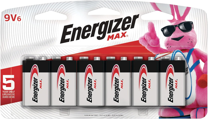 Max 6-pk 9V / 9 Volt Alkaline Batteries, Long Lasting, All Purpose J8H7