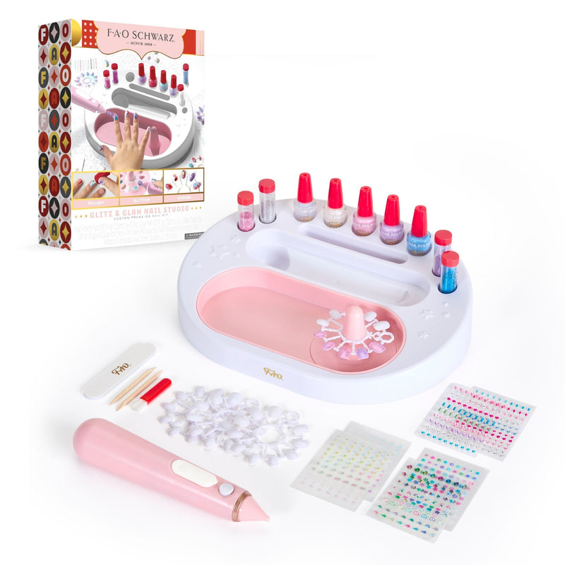 Girls Custom Glitter Nail Set, Pink K8U7