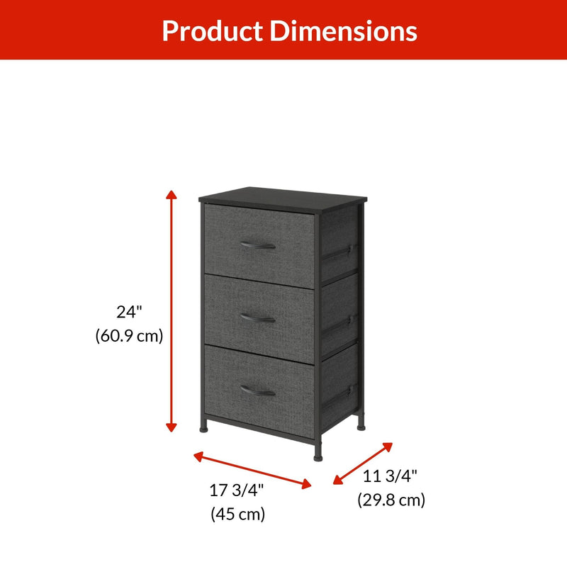 Fabric 3-Drawer Storage Organizer, Grey Q0L6
