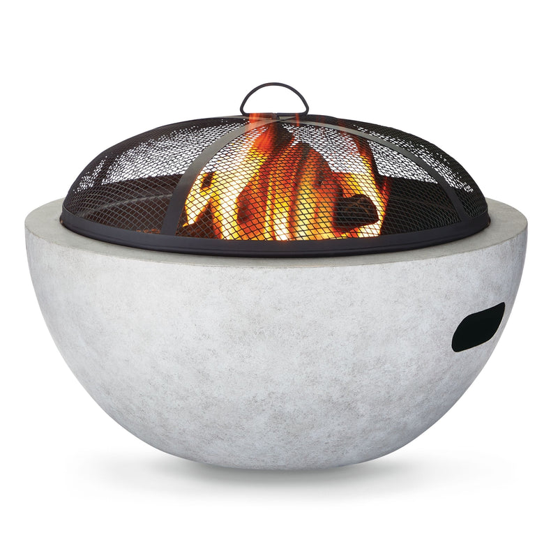 Outdoor Round Steel Wood Burning Firepit with Spark Screen, 24-in O4U1