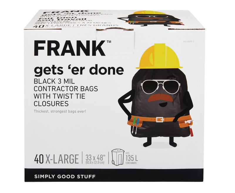 Extra-Large Twist-Tie Contractor Garbage Bags, 40-pk, Black, 135-L B3S4