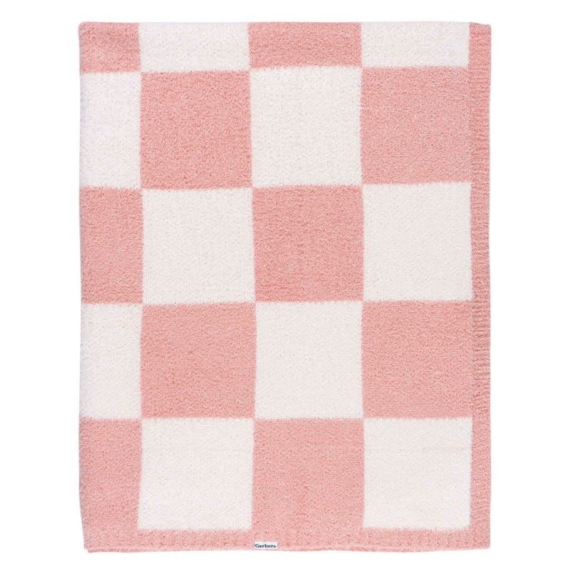 Childrenwear Pink Checkered Silky Mink Baby Blanket A5Q7