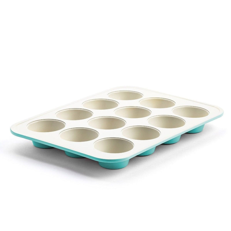 Green Pan Teal Ceramic Non-Stick Muffin Pan, 12-Cup Q1B2