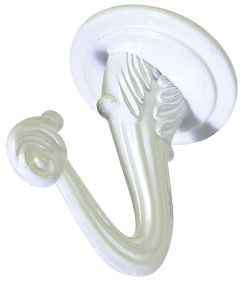 Large Swag Hook, Screw and Anchor Included, Solid Steel, White K7M5