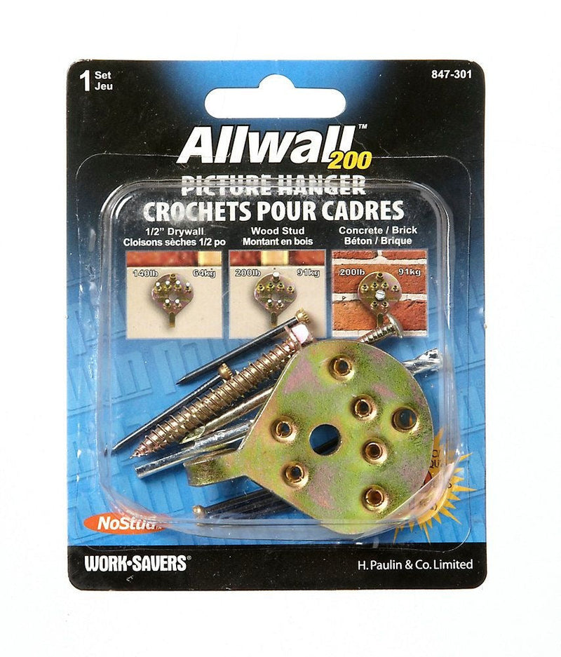 No Stud All WAll Picture Hanger, With Fasteners, 200-lb Capacity, Gold N3V1
