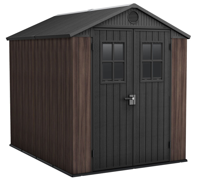Darwin Resin Outdoor Storage Shed with DecoCoat, Brown, 6-ft x 8-ft G6A5