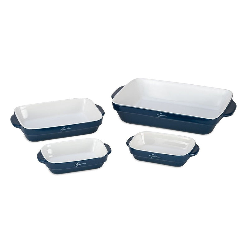 Ceramic Bakeware Set, Blue, 4-pc X6A1