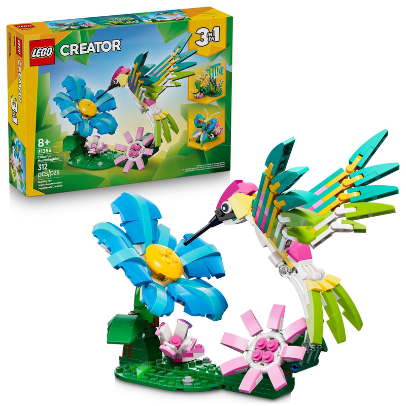 Creator 3-in-1 Wild Animals: Colourful Hummingbird Toy Building Set - 31384, 312-pcs, Ages 8+ D1U3
