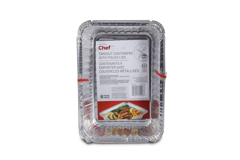 Disposable Foil Take Out Food Storage Container with Lid, 3-lb, 4-pk K8I9