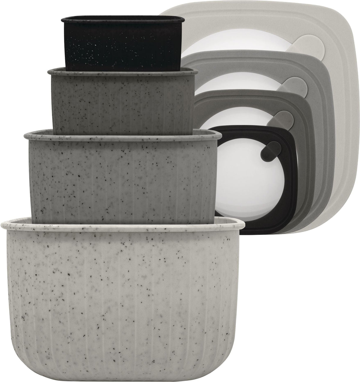 Square Bowl Food Storage Container Set with Lid, Grey, 4-pc Q9Z2 - product image 1