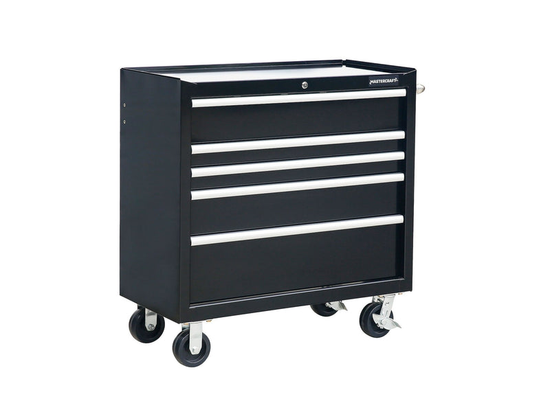 5-Drawer Powder-Coated Steel Tool Cabinet, Black, 36-in Z4D1