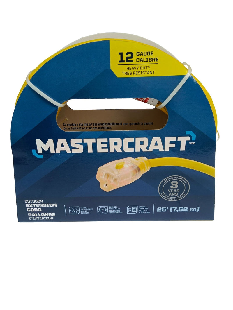 Outdoor Extension Cord with Grounded Outlet and Lighted End, Yellow A4E0