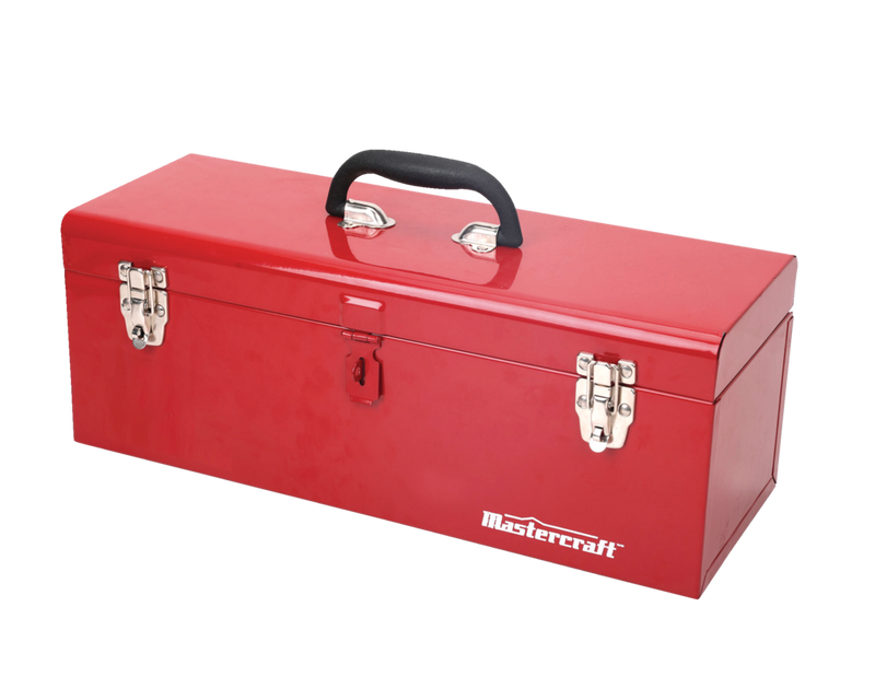Portable Metal Hip Roof Tool Box with Removable Tray, 19-in, Red I8E9