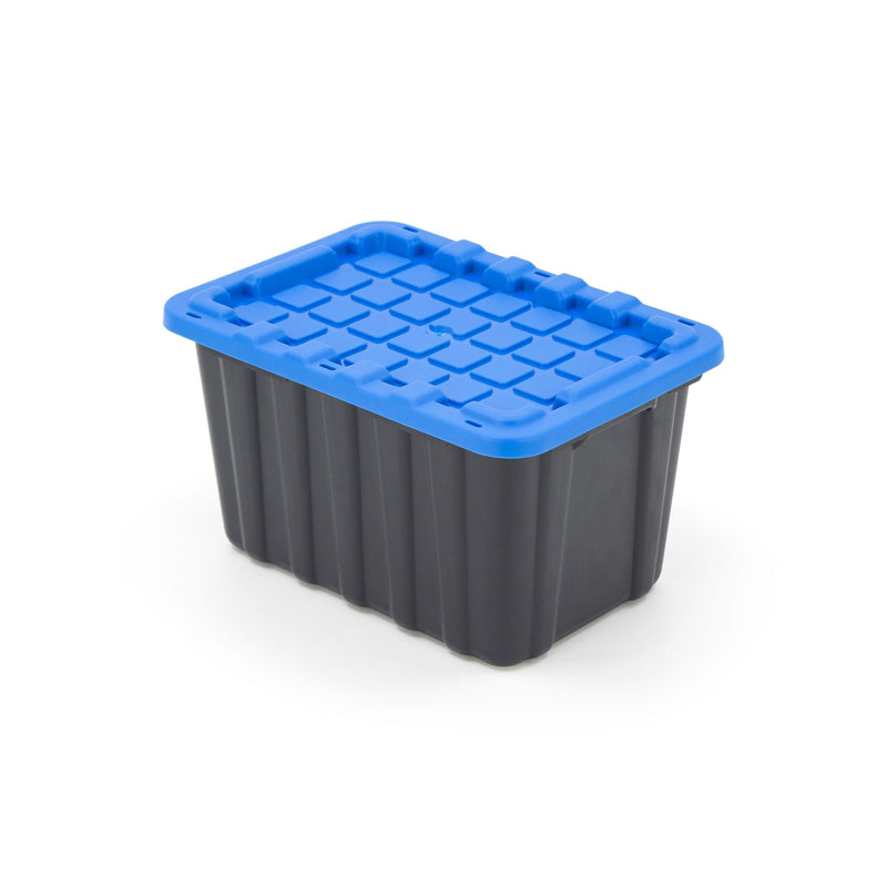 Tiny Heavy Duty Stackable Storage Tote with Lid, Black H0Z8