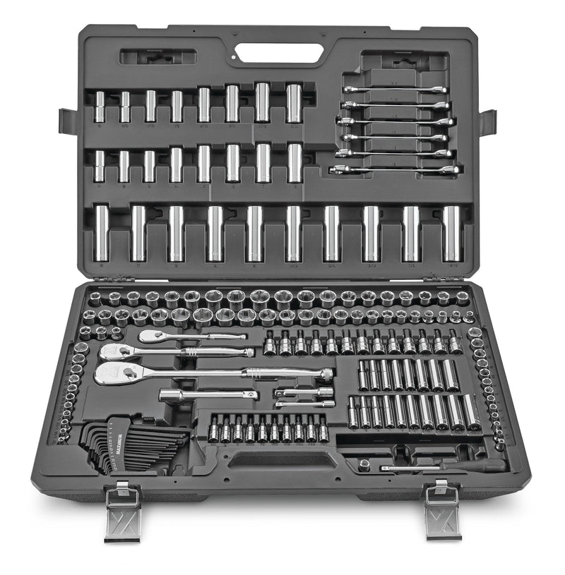 Professional Grade Socket Set, 224-pc, CRV, Nickel-Chrome Plating D2S2