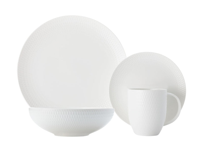 & Williams Round Diamond Porcelain Dinnerware Set, Serves 4, 16-pc, White R3K6