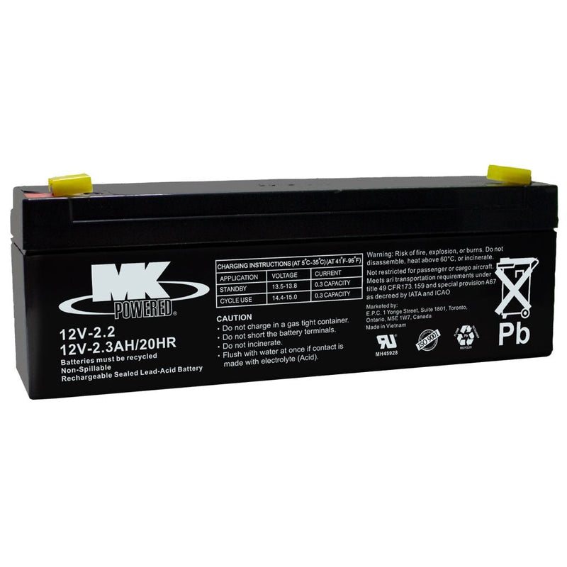 Battery 12-Volt 2.3 Ah SLA Battery, F1 Terminal W4H4