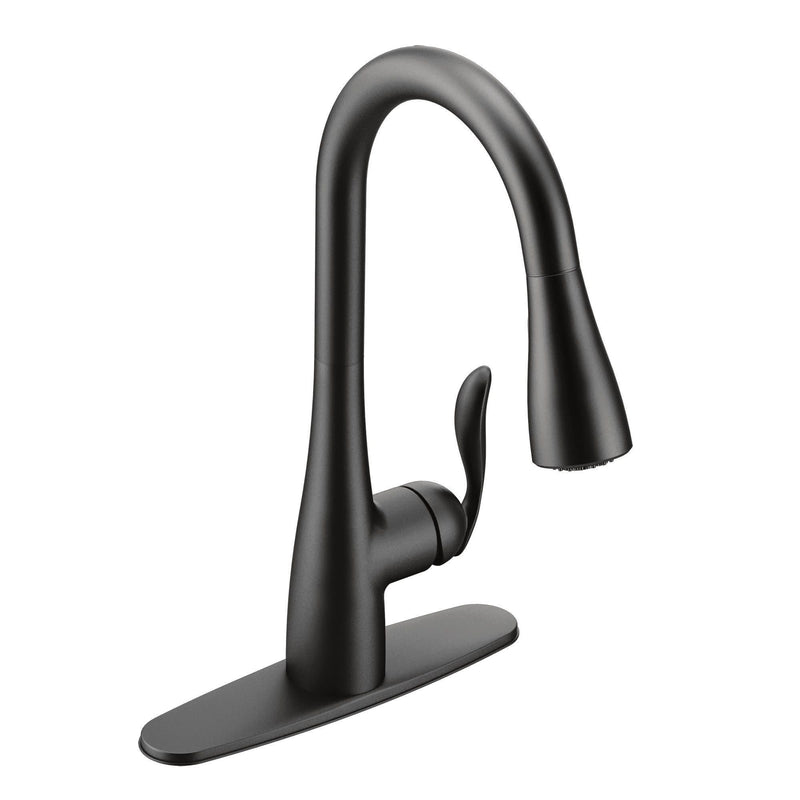 Arbor Single Handle Modern Pull Down Kitchen Faucet with Reflex & Power Clean, Matte Black C6U7