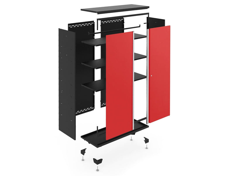 Bold Series 24-Gauge Steel RTA Storage Locker with 3 Shelves, Black/Red, 30-in I4K9