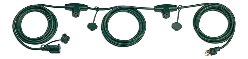 25-ft Outdoor Extension Cord, 3 Outlets, Safety Cover, Green O5M2