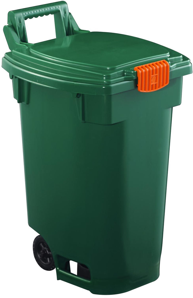 Plastic Wheeled Compost Bin/Multi-Use Storage Cart, Green, 45 L D7H8