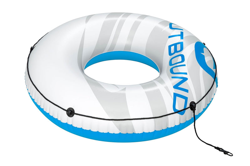 Inflatable Floating River/Lake Connectable 1-Person Tube/Ring, White/Blue, 47-in G4Z2