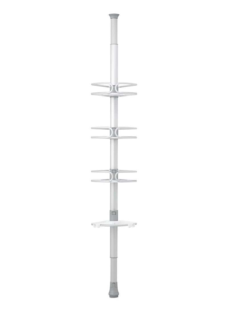Aluminum Quick Extend Tension Pole Shower Caddy, Grey, 9-ft K8P0