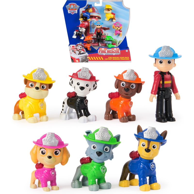 Fire Rescue Team Pack Playset with 7 Collectible Figures, Ages 3+ B4M1