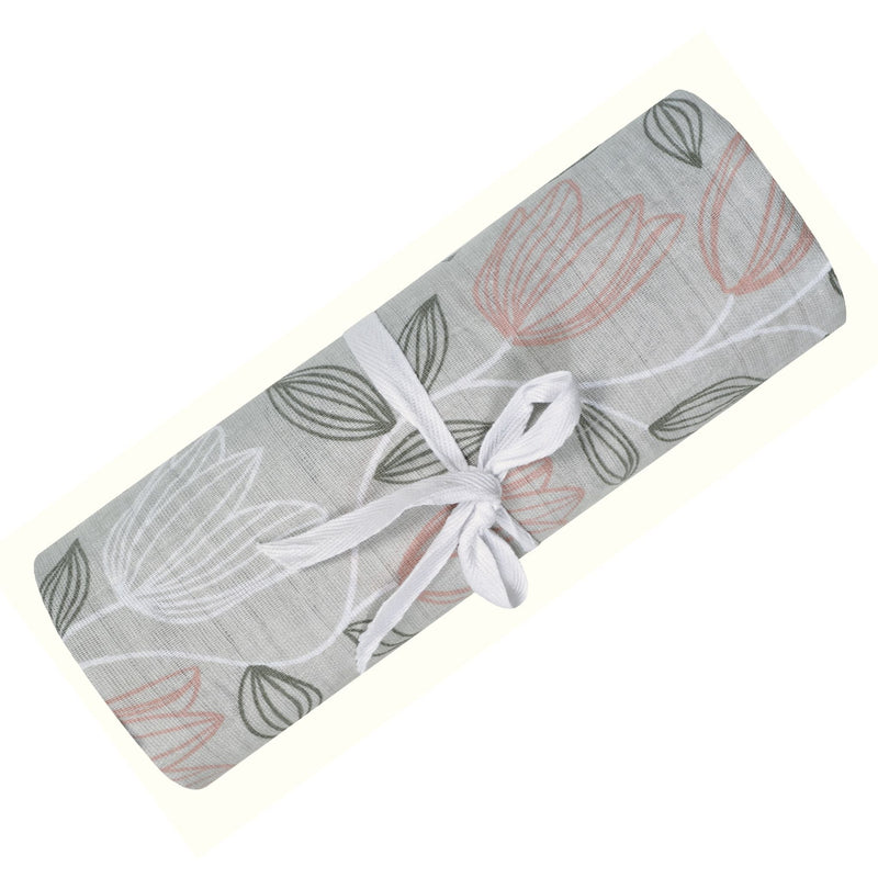 Cotton Muslin Baby Swaddle Blanket, Tulips W0G7